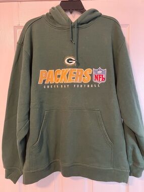 Green Bay Packers NFL Reebok Men’s Size Large Green Hooded Sweatshirt
